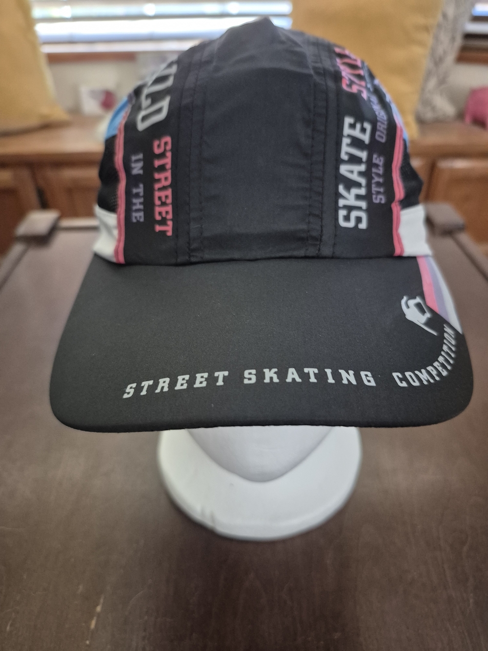 Men's Black Street Skating Cap with Pink Accents